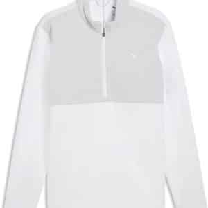 Puma Cloudspun Tech Hybrid Half Zip Herre Jakke - White Glow/Platino Gray - Str. L
